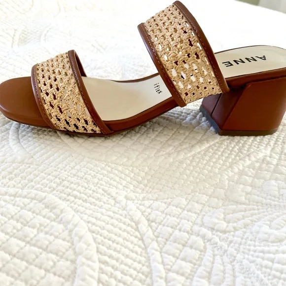 NEW in Box Anne Klein Brooke Natural Woven & Leather Slide Sandals 9M Coastal - Picture 7 of 15